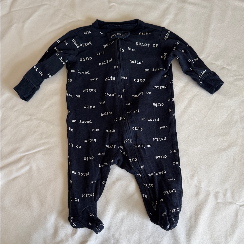 Carter's Dark Blue Footed One Piece with Text